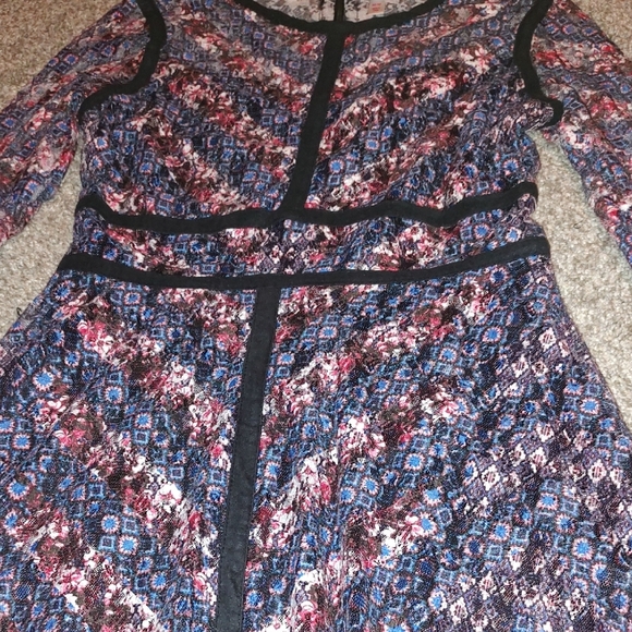 Xhilaration Floral Lace Dress with Black Trim - Picture 3 of 5
